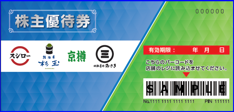 【株主優待券　表面(イメージ)】